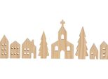 Villaggio Di Legno Da Decorare - 8 Pezzi / Altezza Circa 6-16 Cm - Colore: Naturale