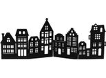 Skyline Pieghevole In Legno - Circa 50 X 22 Cm - Fila Di Case - Colore: Nero