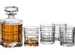 Gouveo Decanter Per Whisky Con 4 Bicchieri 35128 - Set Da Whisky In Vetro Di Alta Qualità Con 4 Bicchieri Da Whisky Abbinati - Ottimo Set Regalo Per Uomini E Amanti Del Whisky