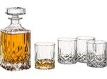 Gouveo Decanter Per Whisky Con 4 Bicchieri 35148 - Set Da Whisky In Vetro Di Alta Qualità Con 4 Bicchieri Da Whisky Abbinati - Ottimo Set Regalo Per Uomini E Amanti Del Whisky