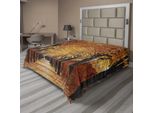 Abakuhaus Lenzuolo Autunnale, Pathway In The Woods, Morbido E Confortevole Lenzuolo Superiore Per Un Letto Decorativo 1 Pezzo 260 Cm X 228 Cm, Arancione