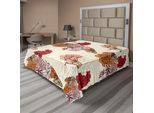 Abakuhaus Lenzuolo Moderno, Classico Con Grandi Fiori E Farfalle, Stampa Artistica, Composizione Romantica Con Fiori, Morbido E Confortevole Lenzuolo Superiore Per Un Letto Decorativo, 1 Pezzo, 275 Cm X 260 Cm, Color Crema Arancione