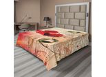 Abakuhaus Lenzuolo Con Fiori, Romantico Effetto Pennellata Con Papaveri, Motivo Floreale Beige, Lenzuolo Morbido E Confortevole Per Un Letto Decorativo, 1 Pezzo 275 Cm X 260 Cm, Multicolore
