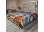 Abakuhaus Paris Lenzuolo, Torre Eiffel In Autunno Foglie Autunnali E Cielo Nuvoloso, Morbido E Confortevole Lenzuolo Superiore Per Un Letto Decorativo 1 Pezzo 266 Cm X 260 Cm, Burnt Sienna Multicolore