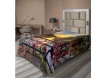 Abakuhaus Lenzuolo Città, Olanda Amsterdam Foto Della Città Con Tramonto Sul Canale E Biciclette Sfere Floreali, Lenzuolo Superiore Morbido E Confortevole Per Un Letto Decorativo 1 Pezzo 190 Cm X 100 Cm, Multicolore