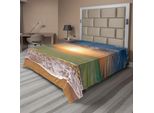 Abakuhaus Lenzuolo SeestüCk, Panorama Del Tramonto Sull'orizzonte Dell'oceano E Sulla Spiaggia Sabbiosa, Soffici Nuvole Nel Cielo, Morbido E Confortevole Lenzuolo Superiore Per Un Letto Decorativo 1 Pezzo 275 Cm X 260 Cm, Multicolore