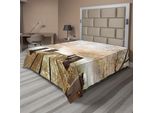 Abakuhaus Lenzuolo Autunnale, Vecchio Pontile Di Legno Su Un Lago Con Foglie Cadute E Foresta Nebbiosa In Lontananza, Morbido E Confortevole Lenzuolo Superiore Per Un Letto Decorativo 1 Pezzo 266 Cm X 260 Cm, Marrone Chiaro Verde Tan
