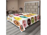 Abakuhaus Lenzuolo Da Letto Dessert, Tema Panetteria Foto Dall'alto Deliziosi Donuts Colorati Con Diversi Condimenti, Morbido E Confortevole Lenzuolo Da Letto Per Un Letto Decorativo 1 Pezzo 266 Cm X 260 Cm, Multicolore