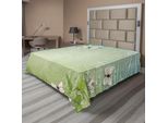 Abakuhaus Lenzuolo Primaverile, Naturale Con Fiori E Farfalle, Morbido E Confortevole Lenzuolo Superiore Per Un Letto Decorativo 1 Pezzo 244 Cm X 205 Cm, Verde Lime Azzurro