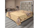 Abakuhaus Lenzuolo Torre Eiffel, Stile Francese Amore A Parigi Scritta Con Contorno Doodle Sketch Fiori, Lenzuolo Superiore Morbido E Confortevole Per Un Letto Decorativo 1 Pezzo 266 Cm X 260 Cm, Beige Cioccolato