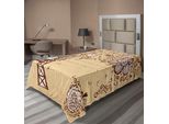 Abakuhaus Lenzuolo Torre Eiffel, Stile Francese Amore A Parigi Scritta Con Contorno Doodle Sketch Fiori, Lenzuolo Superiore Morbido E Confortevole Per Un Letto Decorativo 1 Pezzo 260 Cm X 168 Cm, Beige Cioccolato