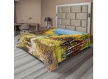 Abakuhaus Lenzuolo Artistico, Dipinto A Olio Raffigurante Un Paesaggio Naturale Con Bosco, Alberi, Cielo E Sentiero, Lenzuolo Morbido E Confortevole Per Un Letto Decorativo, 1 Pezzo, 266 Cm X 260 Cm, Multicolore