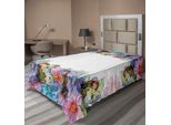 Abakuhaus Lenzuolo Con Fiori, Disegno Acquerellato Con Petali Di Fiori Primaverili E Bordi Smerlati, Lenzuolo Morbido E Confortevole Per Un Letto Decorativo 1 Pezzo 260 Cm X 168 Cm, Multicolore