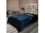 Abakuhaus Lenzuolo Con Stampa Luna, Fasi Lunari E Stelle Little Houses Hills Silhouette Cielo Notturno Illustrazione, Lenzuolo Morbido E Confortevole Per Un Letto Decorativo 1 Pezzo 190 Cm X 100 Cm, Grigio E Nero