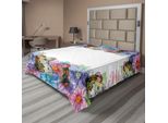 Abakuhaus Lenzuolo Con Fiori, Disegno Acquerellato Con Petali Di Fiori Primaverili E Bordi Smerlati, Lenzuolo Morbido E Confortevole Per Un Letto Decorativo 1 Pezzo 244 Cm X 205 Cm, Multicolore