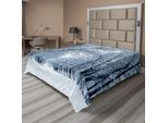 Abakuhaus Lenzuolo Wald, Alberi Innevati Nella Foresta Verso Sera Nella Foresta Paesaggistica Foto, Morbido E Confortevole Lenzuolo Superiore Per Un Letto Decorativo 1 Pezzo 244 Cm X 205 Cm, Bianco Grigio Nero
