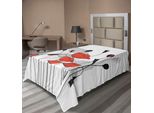 Abakuhaus Lenzuolo Con Fiori, Immagine Vintage Di Fiori Di Papavero Astratti Con Boccioli, Lenzuolo Morbido E Confortevole Per Un Letto Decorativo 1 Pezzo 190 Cm X 100 Cm, Nero Vermiglio