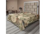 Abakuhaus Lenzuolo Con Mappa Del Mondo, Design Antico Con Figure Rinascimentali Continenti Ed Emisferi Stile Vintage, Lenzuolo Morbido E Confortevole Per Un Letto Decorativo 1 Pezzo 260 Cm X 228 Cm, Multicolore