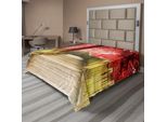 Abakuhaus Lenzuolo Autunnale, Toni Astratti Vinosi Foresta Con Pontile In Legno E Scale, Morbido E Confortevole Lenzuolo Superiore Per Un Letto Decorativo 1 Pezzo 266 Cm X 260 Cm, Rosso Cinabro Marrone Chiaro