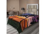 Abakuhaus Lenzuolo Tropicale, Motivo Esotico Con Palme, Spiaggia E Tramonto Sul Mare Alle Hawaii, Stagione Estiva, Lenzuolo Morbido E Confortevole Per Un Letto Decorativo, 1 Pezzo, 260 Cm X 168 Cm, Multicolore