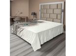 Abakuhaus Lenzuolo Peacock, Piume Dell'uccello Esotico Su Sfondo Bianco Con Motivi Animali Boemi, Lenzuolo Superiore Morbido E Confortevole Per Un Letto Decorativo 1 Pezzo 266 Cm X 260 Cm, Bianco, Tortora E Blu