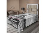 Abakuhaus Lenzuolo Torre Eiffel, Scena Di Parigi Con Sfondo Della Città In Scala Di Grigi E Motorino Rosa Romantic Photography, Lenzuolo Morbido E Confortevole Per Un Letto Decorativo 1 Pezzo 260 Cm X 168 Cm, Grigio Rosa