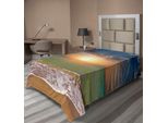 Abakuhaus Lenzuolo SeestüCk, Panorama Del Tramonto Sull'orizzonte Dell'oceano E Sulla Spiaggia Sabbiosa, Soffici Nuvole Nel Cielo, Morbido E Confortevole Lenzuolo Superiore Per Un Letto Decorativo, 1 Pezzo, 190 Cm X 100 Cm, Multicolore