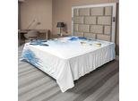 Abakuhaus Lenzuolo Con Fiori, Gigli E Riflessi Floreali Sull'acqua, Motivo Illustrazione Digitale, Lenzuolo Morbido E Confortevole Per Un Letto Decorativo, 1 Pezzo, 260 Cm X 228 Cm, Blu E Bianco