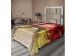 Abakuhaus Lenzuolo Autunnale, Toni Astratti Vinosi Foresta Con Passerella In Legno E Scale, Lenzuolo Superiore Morbido E Confortevole Per Un Letto Decorativo 1 Pezzo 260 Cm X 168 Cm, Rosso Cinabro Marrone Chiaro