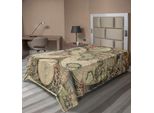 Abakuhaus Lenzuolo Con Mappa Del Mondo, Design Antico Con Figure Rinascimentali Continenti Ed Emisferi Stile Vintage, Lenzuolo Morbido E Confortevole Per Un Letto Decorativo 1 Pezzo 260 Cm X 168 Cm, Multicolore