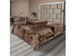 Abakuhaus Lenzuolo Rustico, Motivo Con Sfondo In Legno E Stella Consumata, Lenzuolo Morbido E Confortevole Per Un Letto Decorativo 1 Pezzo 266 Cm X 260 Cm, Marrone Grigio Scuro