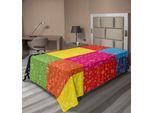 Abakuhaus Lenzuolo Colorato, Motivo Geometrico Chiaro Con Gocce Di Pioggia Su Quadrati Astratti, Lenzuolo Morbido E Confortevole Per Un Letto Decorativo 1 Pezzo 260 Cm X 168 Cm, Multicolore