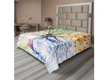 Abakuhaus Lenzuolo Con Motivo Alberi, Quattro Stagioni Albero Artistico Con Motivo Foglie Colorate In Fiore, Lenzuolo Morbido E Confortevole Per Un Letto Decorativo 1 Pezzo 266 Cm X 260 Cm, Multicolore