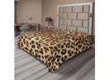 Abakuhaus Lenzuolo Con Stampa Leopardata, Motivo Pelle Di Un Potente Felino Africano Da Safari, Morbido E Confortevole Lenzuolo Superiore Per Un Letto Decorativo 1 Pezzo 260 Cm X 228 Cm, Marrone Chiaro E Nero