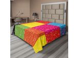 Abakuhaus Lenzuolo Colorato, Motivo Geometrico Chiaro Con Gocce Di Pioggia Su Quadrati Astratti, Lenzuolo Morbido E Confortevole Per Un Letto Decorativo 1 Pezzo 275 Cm X 260 Cm, Multicolore