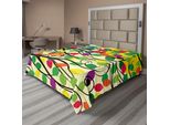 Abakuhaus Lenzuolo Con Uccellini, Simpatici Uccellini Felici Che Cantano Su Vivaci Rami Di Alberi Con Foglie Primaverili Colorate, Morbido E Confortevole Lenzuolo Superiore Per Un Letto Decorativo 1 Pezzo 260 Cm X 228 Cm, Multicolore