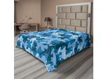 Abakuhaus Lenzuolo Camo, Composizione Colorata Con Forme Astratte In Tonalità Blu Scuro E Chiaro, Lenzuolo Morbido E Confortevole Per Un Letto Decorativo 1 Pezzo 275 Cm X 260 Cm, Blu E Azzurro