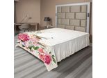 Abakuhaus Lenzuolo Con Fiori, Composizione Illustrata Di Fiori Primaverili E Note Musicali, Lenzuolo Superiore Morbido E Confortevole Per Un Letto Decorativo 1 Pezzo 244 Cm X 205 Cm, Multicolore Guscio D'uovo