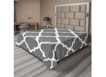 Abakuhaus Lenzuolo Grigio E Bianco, Damasco Composizione Decorativa Geometrica In Stile Vittoriano Motivi Motivi, Lenzuolo Morbido E Confortevole Per Un Letto Decorativo 1 Pezzo 275 Cm X 260 Cm, Grigio Bianco
