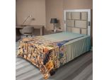 Abakuhaus Lenzuolo Torre Eiffel, Panorama Di Parigi Francia Con Famosi Monumenti E Attrazioni Turistiche, Morbido E Confortevole Lenzuolo Superiore Per Un Letto Decorativo 1 Pezzo 190 Cm X 100 Cm, Multicolore