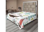 Abakuhaus Lenzuolo Nautico, Faro, Barca A Vela, Pesce, Conchiglia, Polpo, Ancora, Cuore, Nodo, Motivi, Lenzuolo Morbido E Confortevole Per Un Letto Decorativo, 1 Pezzo, 244 Cm X 205 Cm, Multicolore