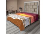 Abakuhaus Lenzuolo SeestüCk, Cielo Colorato Con Sole Nascente Sull'oceano Tropicale, Onde Spumeggianti Sulla Spiaggia Sabbiosa, Morbido E Confortevole Lenzuolo Superiore Per Un Letto Decorativo, 1 Pezzo, 266 Cm X 260 Cm, Multicolore