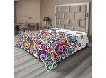 Abakuhaus Lenzuolo Etnico, Immagine Colorata Che Rappresenta Felicità E Ricchezza Perline Tradizionali, Lenzuolo Morbido E Confortevole Per Un Letto Decorativo 1 Pezzo 266 Cm X 260 Cm, Multicolore