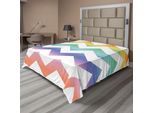 Abakuhaus Lenzuolo Geometrico, Tonalità Arcobaleno Colorato Grande Motivo A Zig Zag - Composizione Astratta Moderna, Lenzuolo Morbido E Confortevole Per Un Letto Decorativo 1 Pezzo 244 Cm X 205 Cm, Multicolore