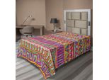 Abakuhaus Lenzuolo Colorato, Motivo Con Elementi Geometrici Vivaci E Curiosi Ornamenti Astratti, Lenzuolo Morbido E Confortevole Per Un Letto Decorativo 1 Pezzo 260 Cm X 168 Cm, Multicolore