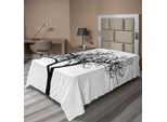 Abakuhaus Lenzuolo Con Albero Solitario, Rami Spogli Monocromatici E Semplici Di Un Albero Invernale A Tema Naturale, Morbido E Confortevole Lenzuolo Superiore Per Un Letto Decorativo 1 Pezzo 190 Cm X 100 Cm, Bianco E Nero