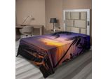 Abakuhaus Lenzuolo Tramonto, Paesaggio Esotico Foto Di Palme Tropicali Silhouette E Oceano Al Tramonto, Morbido E Confortevole Lenzuolo Superiore Per Un Letto Decorativo 1 Pezzo 260 Cm X 168 Cm, Multicolore