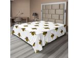 Abakuhaus Lenzuolo Con Motivo Ripetuto Di Api E Insetti Produttori Di Miele Su Sfondo Neutro, Lenzuolo Morbido E Confortevole Per Un Letto Decorativo 1 Pezzo 244 Cm X 205 Cm, Giallo Grigio