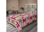 Abakuhaus Lenzuolo Astratto, Motivo Decorativo Ispirato A Linee Orizzontali, Lenzuolo Superiore Morbido E Confortevole Per Un Letto Decorativo 1 Pezzo 260 Cm X 168 Cm, Verde Oliva Rosa