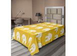 Abakuhaus Lenzuolo Elefante, Motivo Continuo Di Animali Con Grandi Orecchie E Proboscide, Lenzuolo Morbido E Confortevole Per Un Letto Decorativo 1 Pezzo 260 Cm X 168 Cm, Terra Giallo Bianco
